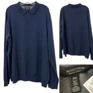 Nordstrom Men’s Shop 100% merino wool blue long sleeve lightweight sweater XXL